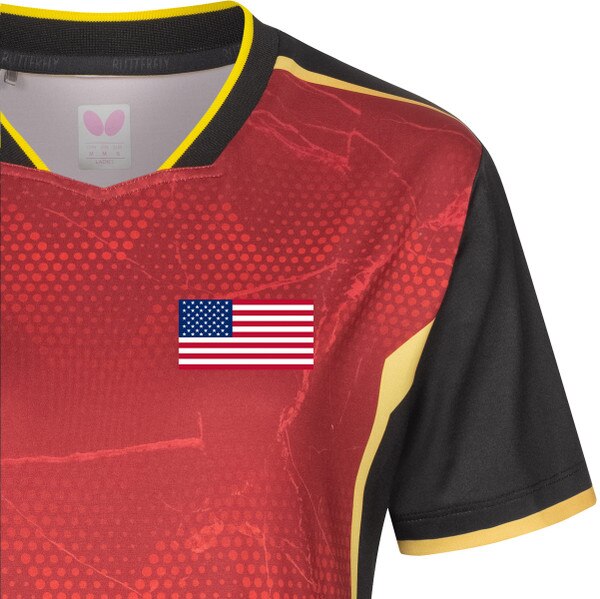 Butterfly Table Tennis 2024 Team USA Lady Shirt - Red - Front - Flag